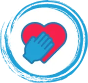 Icon of open hands holding a heart, symbolizing happiness and daily well-being.