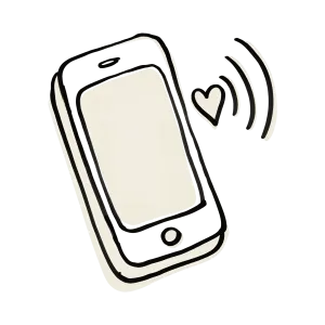 Smartphone icon representing sending a caring message to someone.