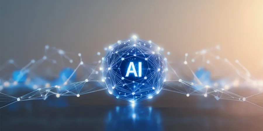 AI for social good concept showing a glowing AI network connecting technology, education, and community impact